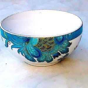 222 FIFTH ELIZA TEAL SOUP CEREAL BOWL NEW PORCELAIN 5 1/2 INCH FLORAL